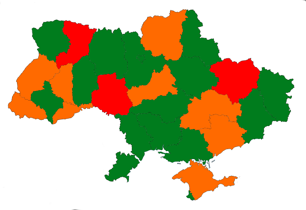 Map de l'Ukraine dont les oblasts sont assez connus par le joueur